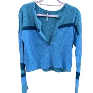 Free People Blue Knit Top